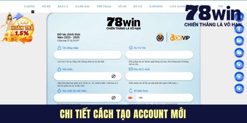 Chi tiết cách tạo account mới