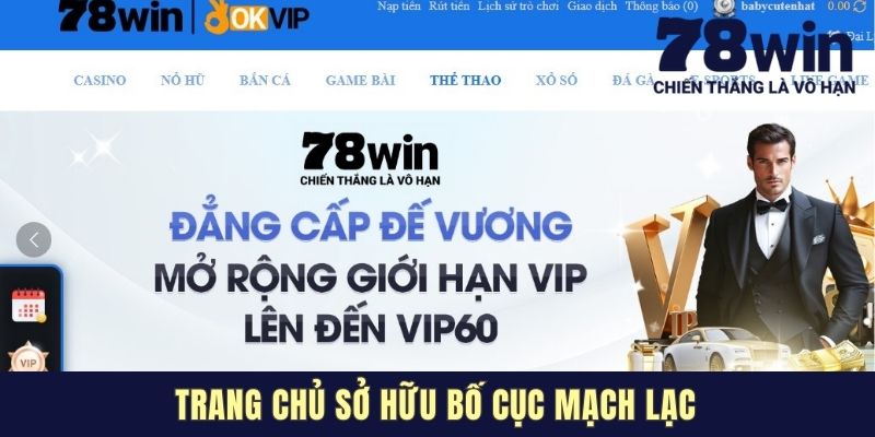 Trang chủ sở hữu bố cục mạch lạc